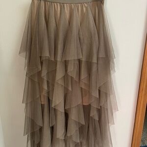 Easel Asymmetrical Layered Skirt in Brown